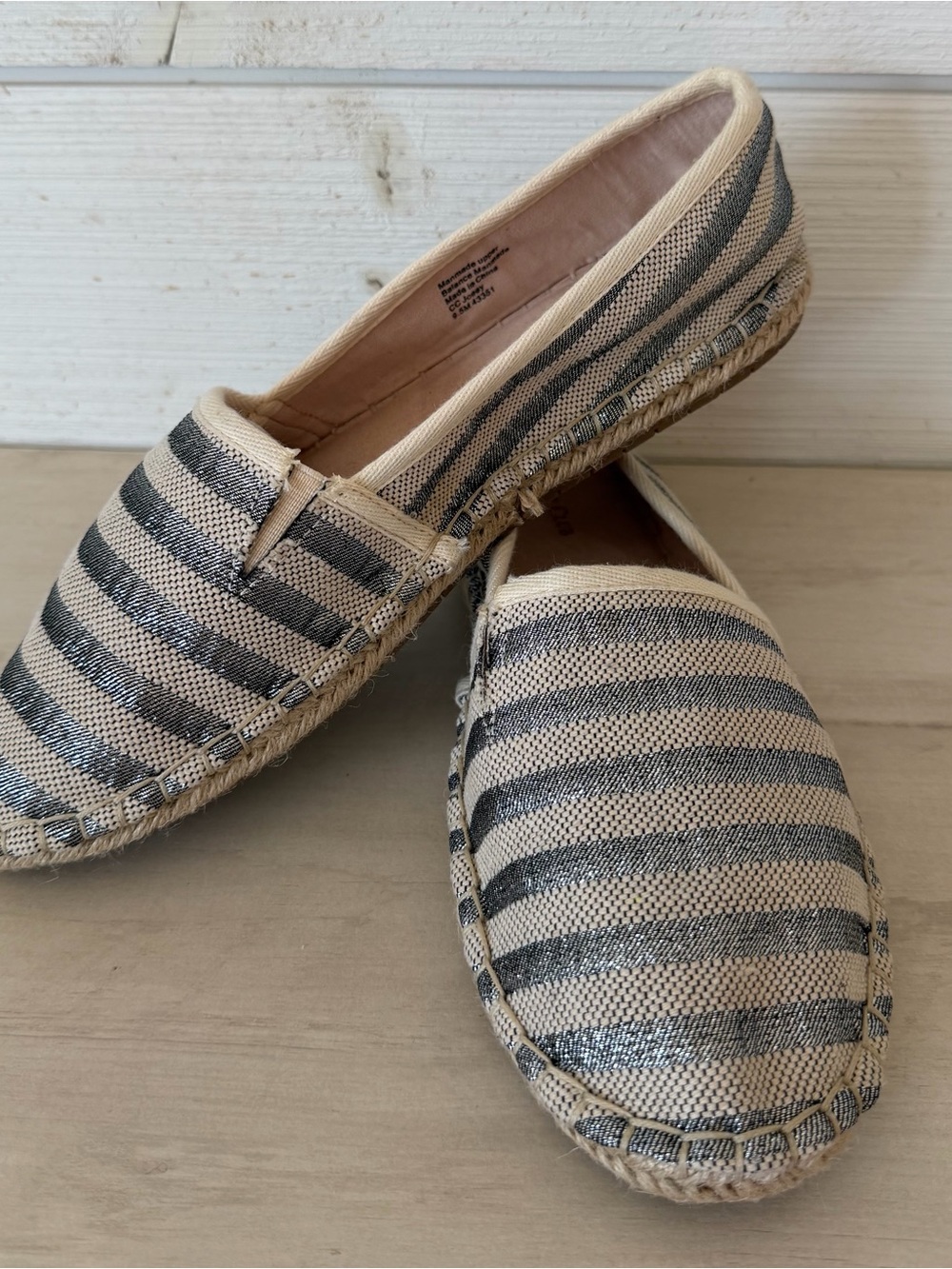 Charter Club Joey Round Toe Espadrille Women’s Size 9.5M Metallic Stripe NEW